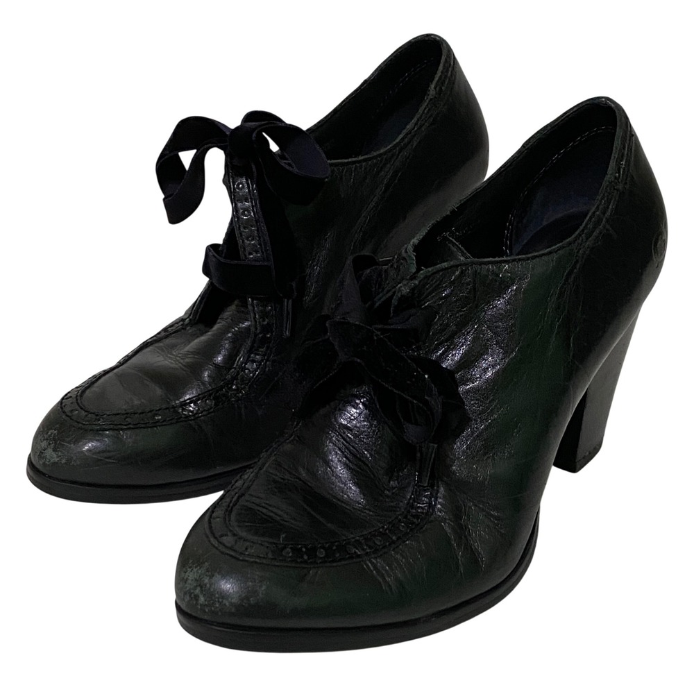 Born Womens Lace Up Booties Size 6 Black Heeled Oxford Pump Academia‎ Whimsigoth - Picture 2 of 10